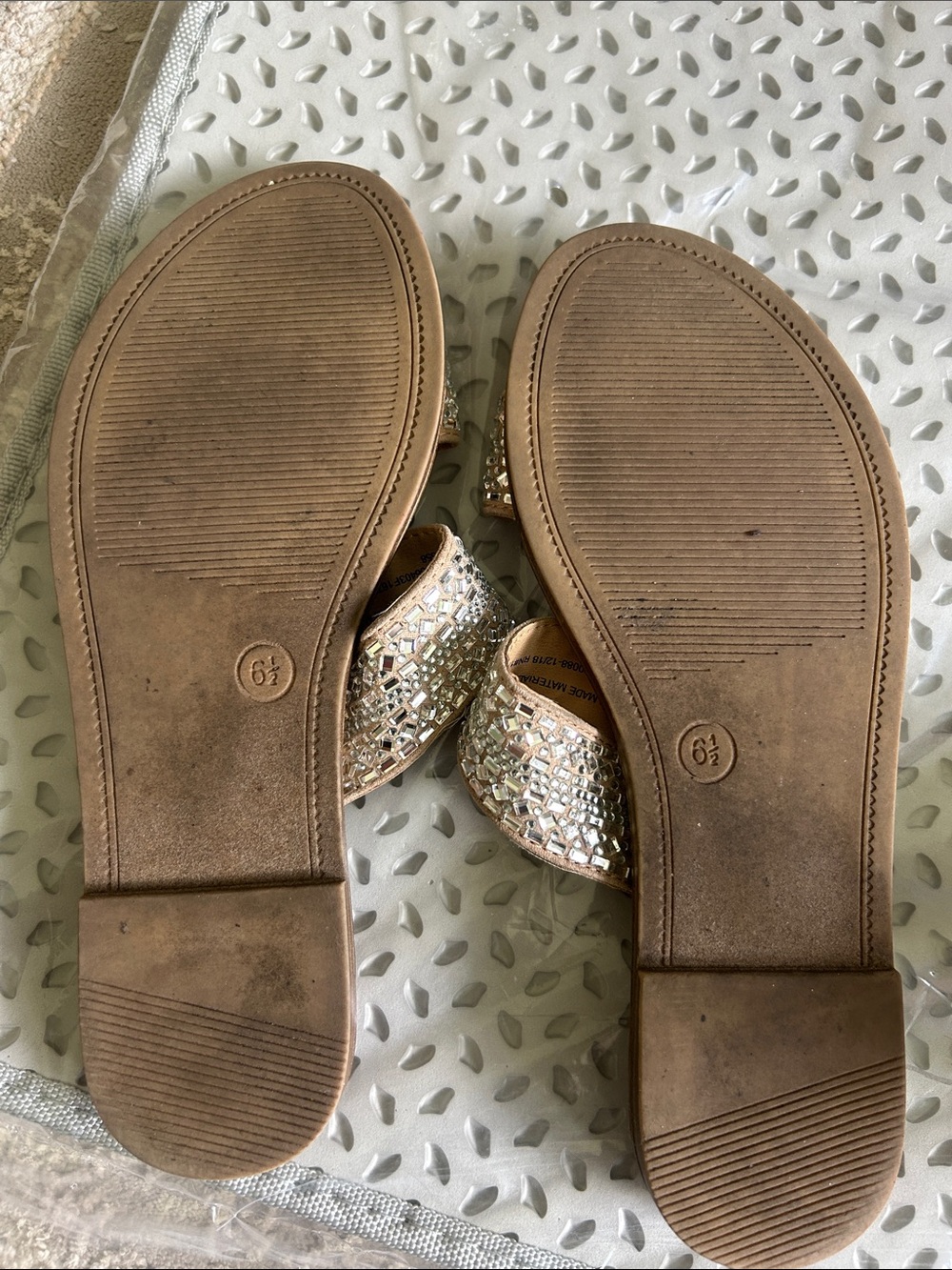 a new day Nude Slide Sandals with Sparkling Crystal Straps - Picture 3 of 3